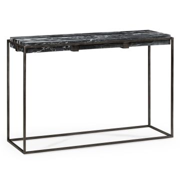 Outdoor Console Table with Black Marble Top