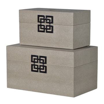 Pavilion Chic Decorative Boxes in Art Deco Grey Set of 2 