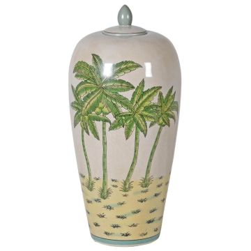 Large Palm Tree Vase with Lid