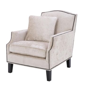Eichholtz Armchair Merlin Studded Upholstered in Off-White