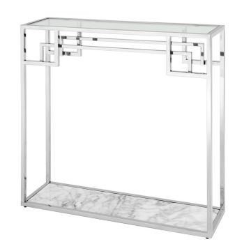 Narrow Console Table Morris in Polished Stainless Steel