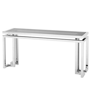 Eichholtz Console Table Palmer - Polished Stainless Steel | Smoke Glass