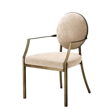 Eichholtz Dining Chair with Arm Scribe Curved Back - Dark Brass