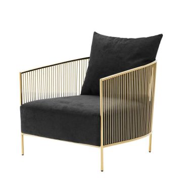 Eichholtz Occasional Chair Knox Gold Arm Upholstered in Velvet