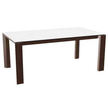 Extendable Dining Table Omnia in White Marble Ceramic