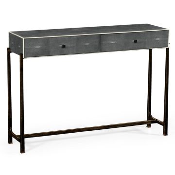 Faux anthracite shagreen console with bronze base