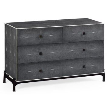 Faux anthracite shagreen low chest with bronze base