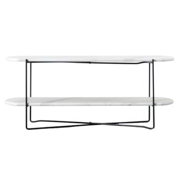 Hackney White Marble Effect Coffee Table with Shelf