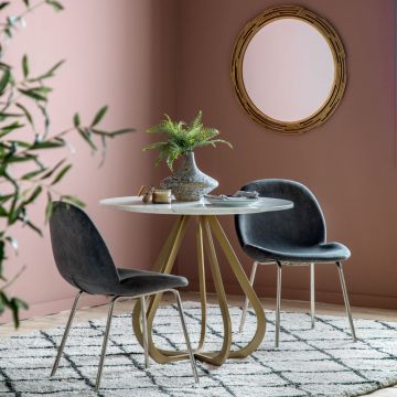 May Gold Dining Table with Marble Top