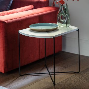 Hackney White Marble Effect Side Table