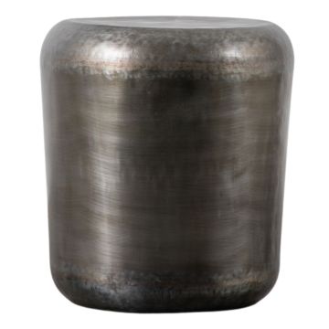 Omaha Distressed Silver Drum Side Table