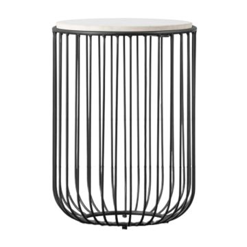 June Black Side Table with Marble Top