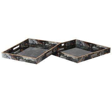 Luxe Set of 2 Faux Marble Trays