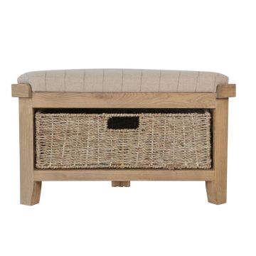 Rustic Corner Hall Bench with Basket