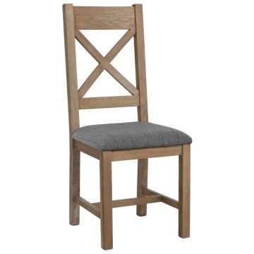 Rustic Cross Back Dining Chair in Grey Check