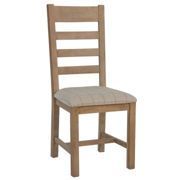 Rustic Slatted Dining Chair in Natural Check