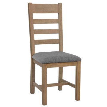 Rustic Slatted Dining Chair in Grey Check