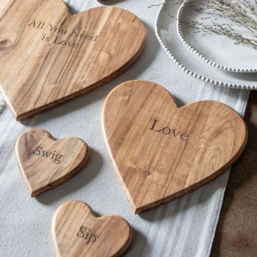 Love Wooden Heart Shaped Chopping Board