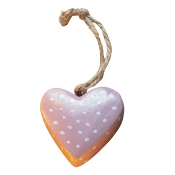 Hanging Pink Dotted Hearts Set of 6
