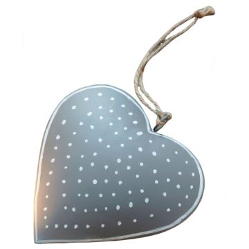 Hanging Set of 2 Large Grey Metal Heart with Dots