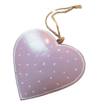 Hanging Set of 2 Large Pink Metal Heart with Dots