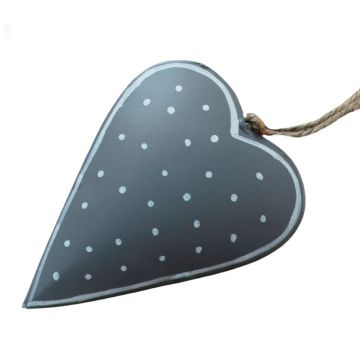 Hanging Set of 2 Small Grey Metal Heart with Dots