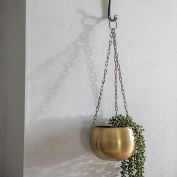 Eliana Set of 2 Brass Hanging Planters