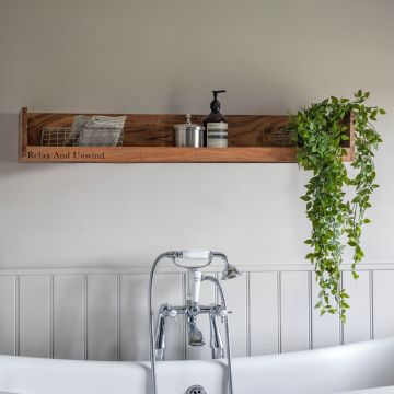 Relax & Unwind Wooden Bathroom Wall Shelf