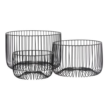 Teagan Set of 3 Black Wire Baskets