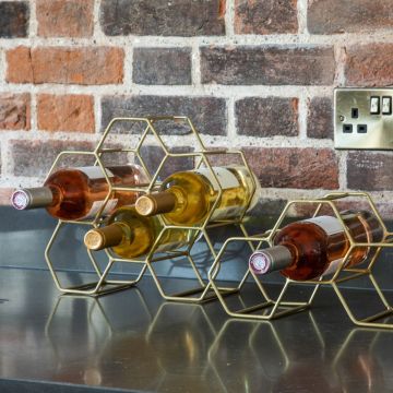 Gold Honeycomb Wine Rack x6