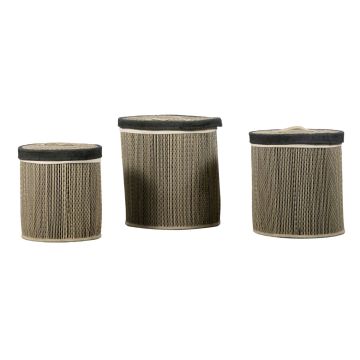 Emery Set of 3 Seagrass Baskets with Lids