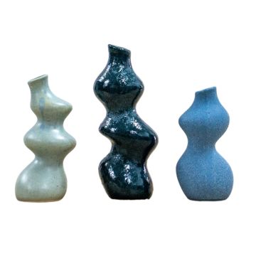 Ripple Set of 3 Blue Vases Medium