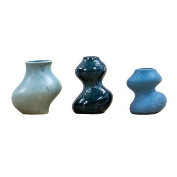 Ripple Set of 3 Blue Vases Small
