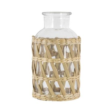 Brayden Medium Glass & Weave Jar Vase