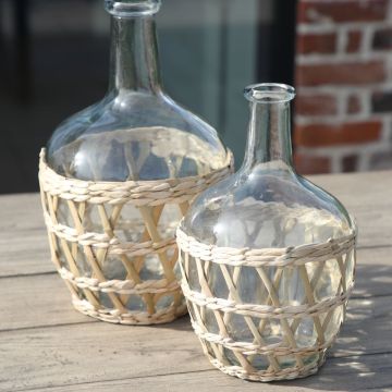 Brayden Large Glass & Weave Bottle Vase