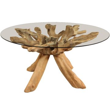 Root Dining Table with Glass Top