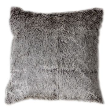 Large Cushion Wolf in Faux Fur Brown