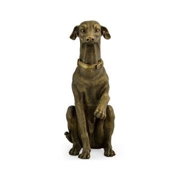 Whippet Dog Figurine in Light Brass