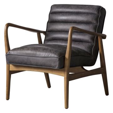 Occasional Chair York in Black Leather