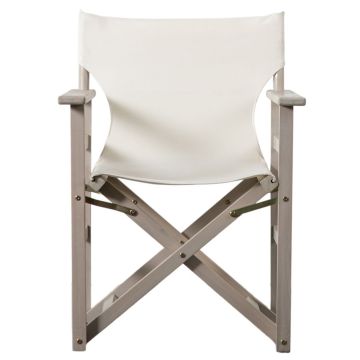 Miami Folding Canvas Garden Chair in Whitewash