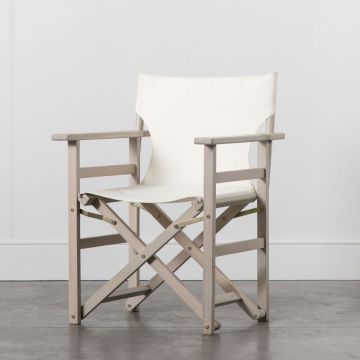 Miami Folding Canvas Garden Chair in Whitewash