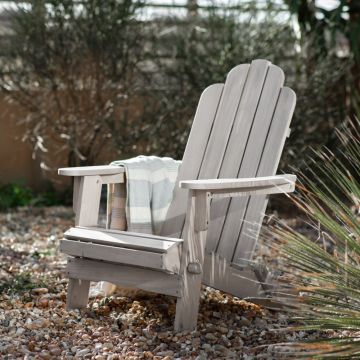 Tenby Folding Outdoor Lounge Chair in Whitewash