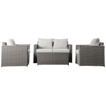 Evora 4 Seater Rattan Sofa Set in Grey