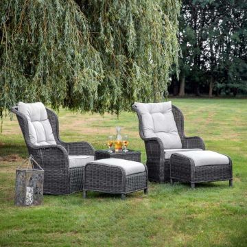 Lynmouth High Back Rattan Garden Chair Set in Grey