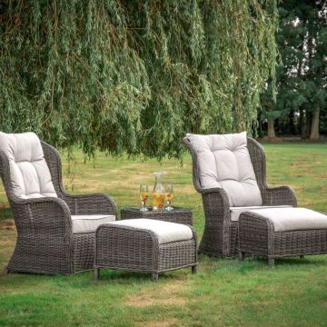 Lynmouth High Back Rattan Garden Chair Set in Natural