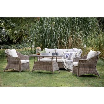 Ashwell Rattan Garden Sofa Dining Set in Natural