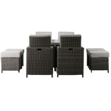 Chilham 8 Seater Rattan Cube Dining Set in Grey