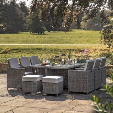 Chilham 10 Seater Rattan Cube Dining Set in Grey