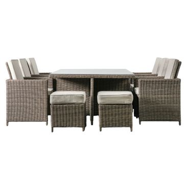 Chilham 10 Seater Rattan Cube Dining Set in Natural