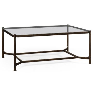 Patinated rectangular coffee table - bronze